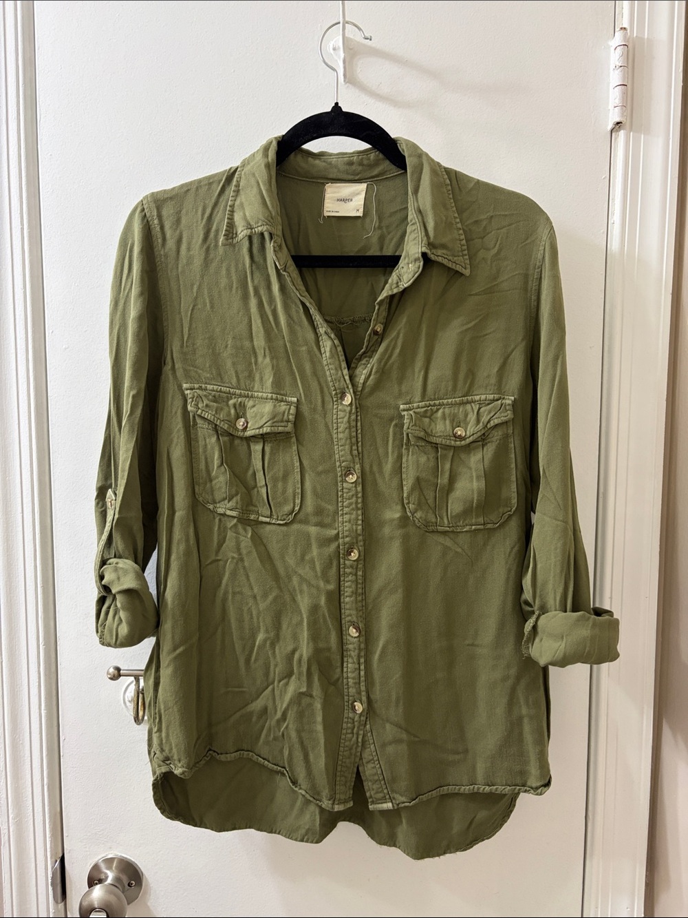 Lightweight Olive Green Button-Up Shirt